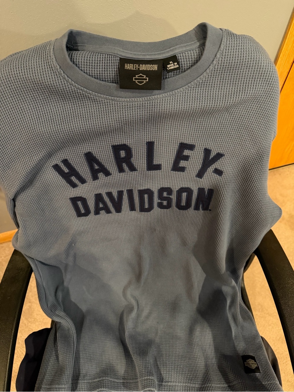 Harley-Davidson Light Blue Waffle Knit Crew